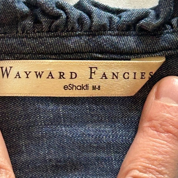 Wayward Fancies  eShakti Tiered Maxi ruched denim dress - Picture 6 of 10